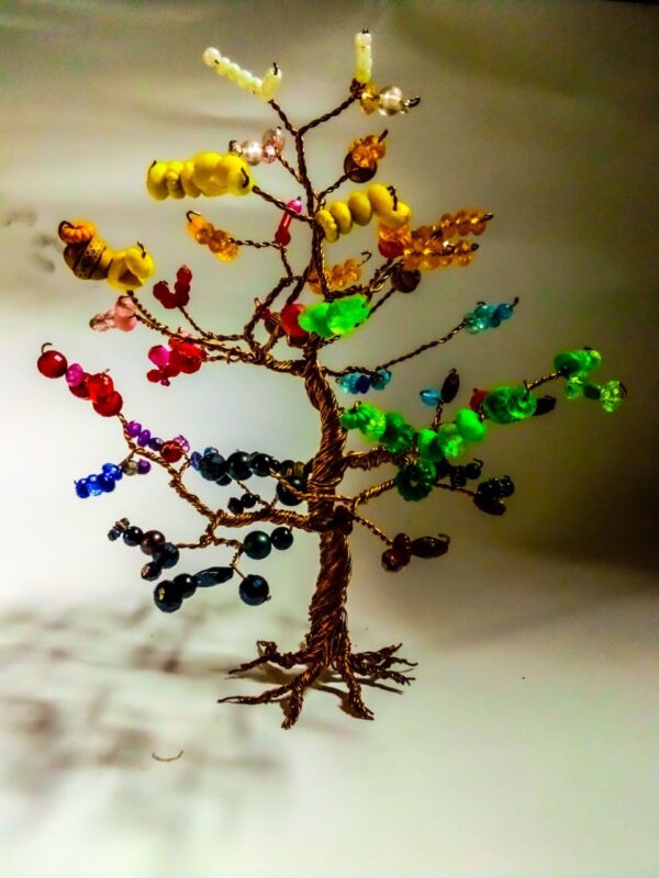 Arbre Miniature en Cuivre et Perles de Couleurs